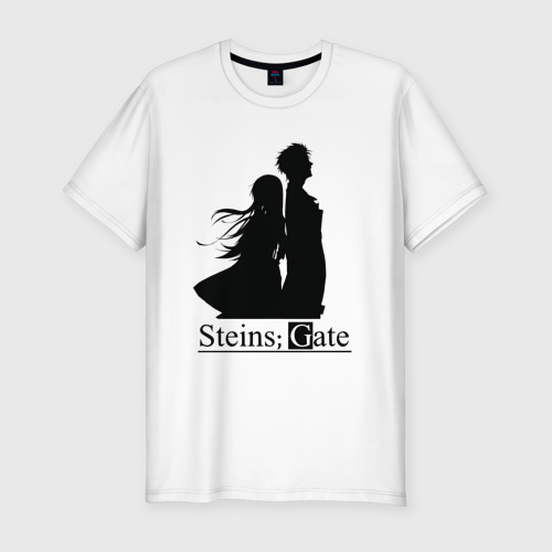 Мужская футболка хлопок Slim Steins Gate, цвет белый