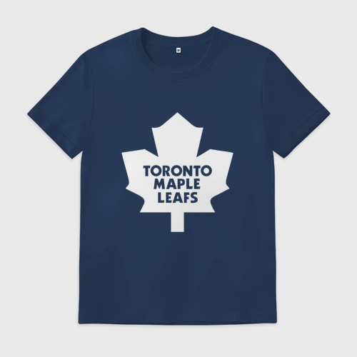 Мужская футболка хлопок с принтом Торонто Мейпл Лифс, вид спереди #2