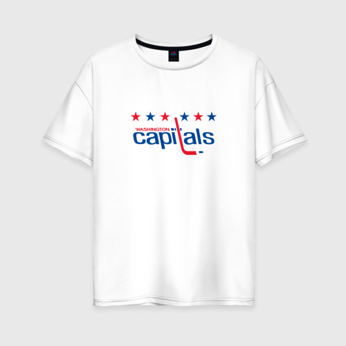 Женская футболка оверсайз из хлопка с принтом Вашингтон Кэпиталз, вид спереди №1