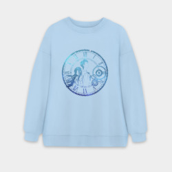 Женский свитшот oversize без начеса хлопок Курису и Окабе