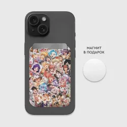 Картхолдер Magsafe магнитный Color ahegao - цветные ахегао девушки аниме  паттерн  - фото 2