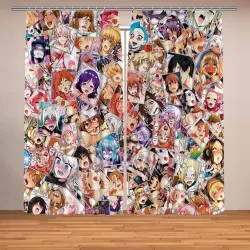 Фотошторы Color ahegao - цветные ахегао девушки аниме  паттерн 