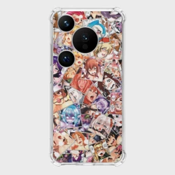 Чехол для Huawei Pura 70 Pro Color ahegao - цветные ахегао девушки аниме  паттерн 