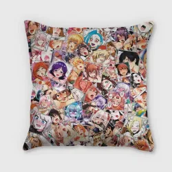 Подушка 3D Color ahegao - цветные ахегао девушки аниме  паттерн 