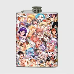 Фляга Color ahegao - цветные ахегао девушки аниме  паттерн 