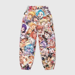 Женские джоггеры оверсайз 3D Color ahegao - цветные ахегао девушки аниме  паттерн 