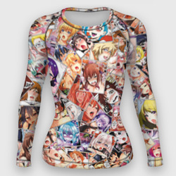 Женский рашгард 3D Color ahegao - цветные ахегао девушки аниме  паттерн 