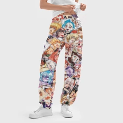 Женские джоггеры оверсайз 3D Color ahegao - цветные ахегао девушки аниме  паттерн  - фото 2