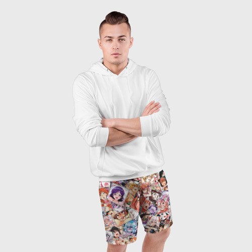 Мужские шорты спортивные с принтом Color ahegao - Цветные Ахегао девушки, фото #4