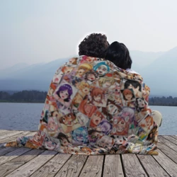 Плед 3D Color ahegao - цветные ахегао девушки аниме  паттерн  - фото 2