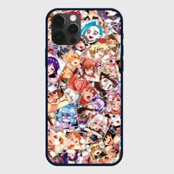 Чехол для iPhone 12 Pro Max Color ahegao - цветные ахегао девушки аниме  паттерн 