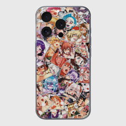 Чехол для iPhone 15 Pro Max силиконовый с защитой камеры Color ahegao - цветные ахегао девушки аниме  паттерн 