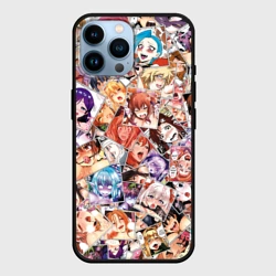 Чехол для iPhone 14 Pro Max Color ahegao - цветные ахегао девушки аниме  паттерн 