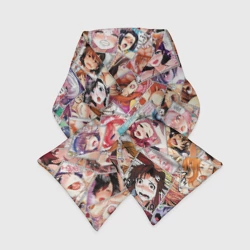 Шарф-пуховик 3D Color ahegao - цветные ахегао девушки аниме  паттерн 