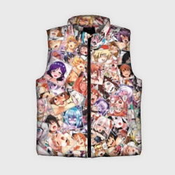 Женский жилет утепленный 3D Color ahegao - цветные ахегао девушки аниме  паттерн 