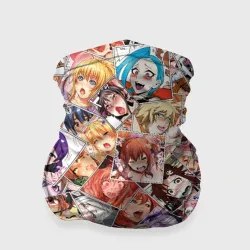 Бандана-труба 3D Color ahegao - цветные ахегао девушки аниме  паттерн 