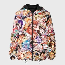 Мужская куртка 3D Color ahegao - цветные ахегао девушки аниме  паттерн 