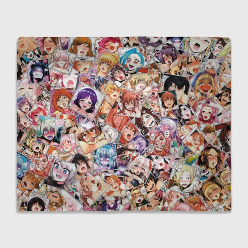 Плед 3D Color ahegao - цветные ахегао девушки аниме  паттерн 
