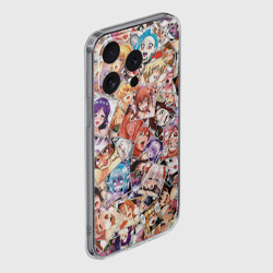 Чехол для iPhone 15 Pro Max силиконовый с защитой камеры Color ahegao - цветные ахегао девушки аниме  паттерн  - фото 2
