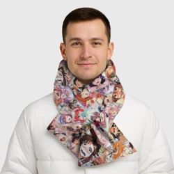 Шарф-пуховик 3D Color ahegao - цветные ахегао девушки аниме  паттерн  - фото 2