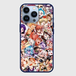 Чехол для iPhone 13 Pro Color ahegao - цветные ахегао девушки аниме  паттерн 