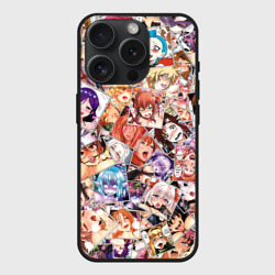 Чехол силиконовый для Apple iPhone 15 Pro матовый Color ahegao - цветные ахегао девушки аниме  паттерн 