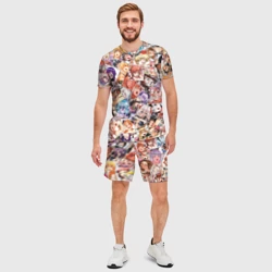 Мужской костюм с шортами 3D Color ahegao - цветные ахегао девушки аниме  паттерн  - фото 2