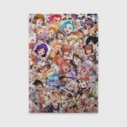 Обложка для автодокументов Color ahegao - цветные ахегао девушки аниме  паттерн 