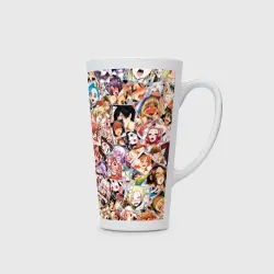 Кружка Латте Color ahegao - цветные ахегао девушки аниме  паттерн  - фото 2