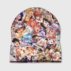 Шапка 3D Color ahegao - цветные ахегао девушки аниме  паттерн 
