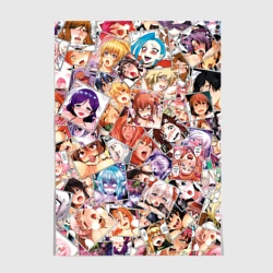 Постер Color ahegao - цветные ахегао девушки аниме  паттерн 