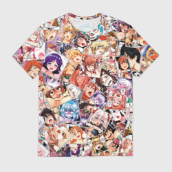 Мужская футболка 3D Color ahegao - цветные ахегао девушки аниме  паттерн 