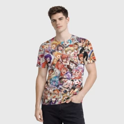 Мужская футболка 3D Color ahegao - цветные ахегао девушки аниме  паттерн  - фото 2