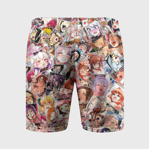 Мужские шорты спортивные с принтом Color ahegao - Цветные Ахегао девушки, вид сзади #1