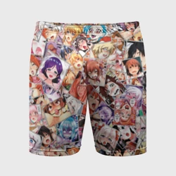 Мужские шорты спортивные Color ahegao - цветные ахегао девушки аниме  паттерн 
