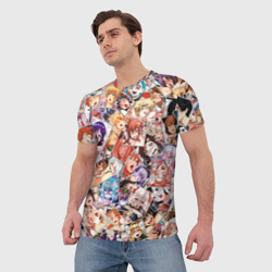 Мужская футболка 3D Color ahegao - цветные ахегао девушки аниме  паттерн  - фото 2