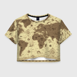 Женская футболка Crop-top 3D Карта мира