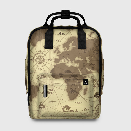 Женский рюкзак 3D с принтом Карта мира, вид спереди #2