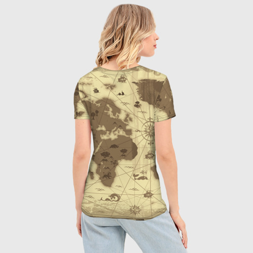 Женская футболка 3D Slim Карта мира, цвет 3D печать - фото 4