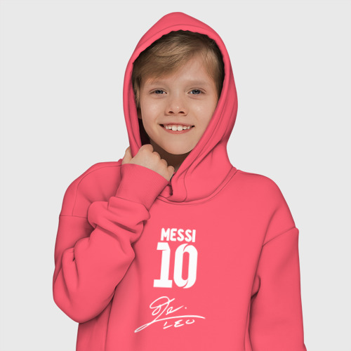 Детское худи Oversize хлопок Автограф Messi, цвет коралловый - фото 12