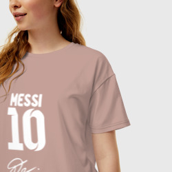 Женская футболка хлопок Oversize Автограф Messi - фото 2
