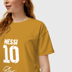 Женская футболка хлопок Oversize Автограф Messi - фото 2