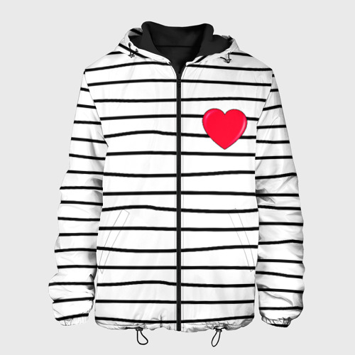 Мужская куртка 3D с принтом Полоски с сердцем, вид спереди #2
