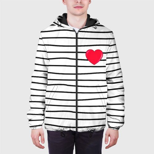 Мужская куртка 3D с принтом Полоски с сердцем, вид сбоку #3