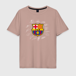 Мужская футболка хлопок Oversize FC Barcelona автографы игроков