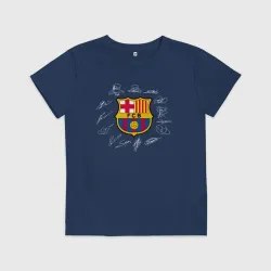 Детская футболка хлопок FC Barcelona автографы игроков