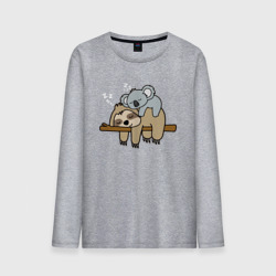 Мужской лонгслив хлопок Ленивец и коала