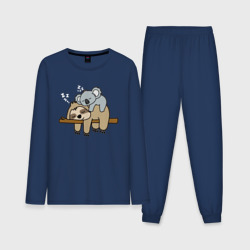 Мужская пижама с лонгсливом хлопок Ленивец и коала