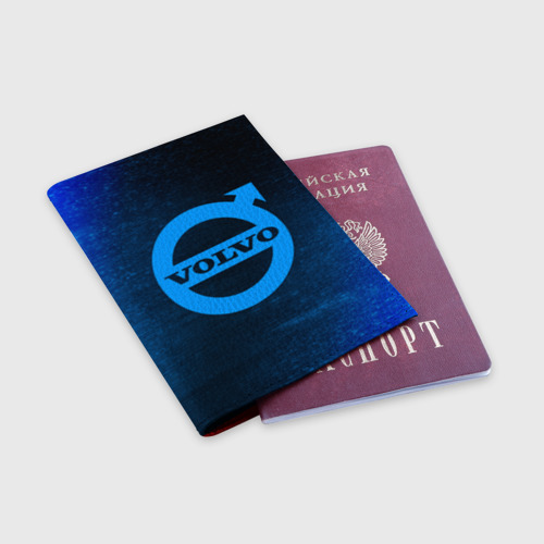 Обложка для паспорта матовая кожа Volvo Вольво, цвет красный - фото 3