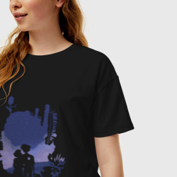 Женская футболка хлопок Oversize Ходячий замок и силует героев - фото 2